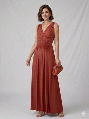 banana republic brown maxi dress Banana Republic 100% Silk Maxi Dress Sz 10 Womans Brown Halter Metal Beads Boho